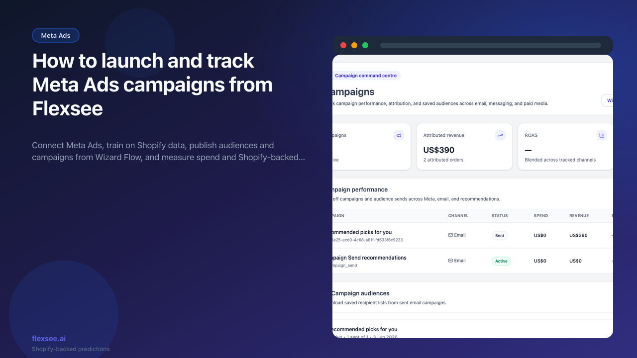 Flexsee Campaigns – Meta Ads spend and Shopify-backed performance