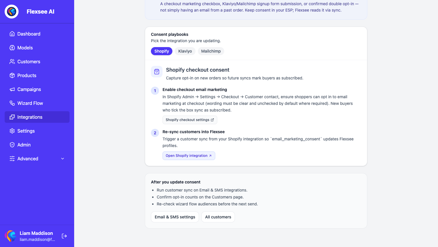 Flexsee consent guide – Shopify checkout opt-in playbook
