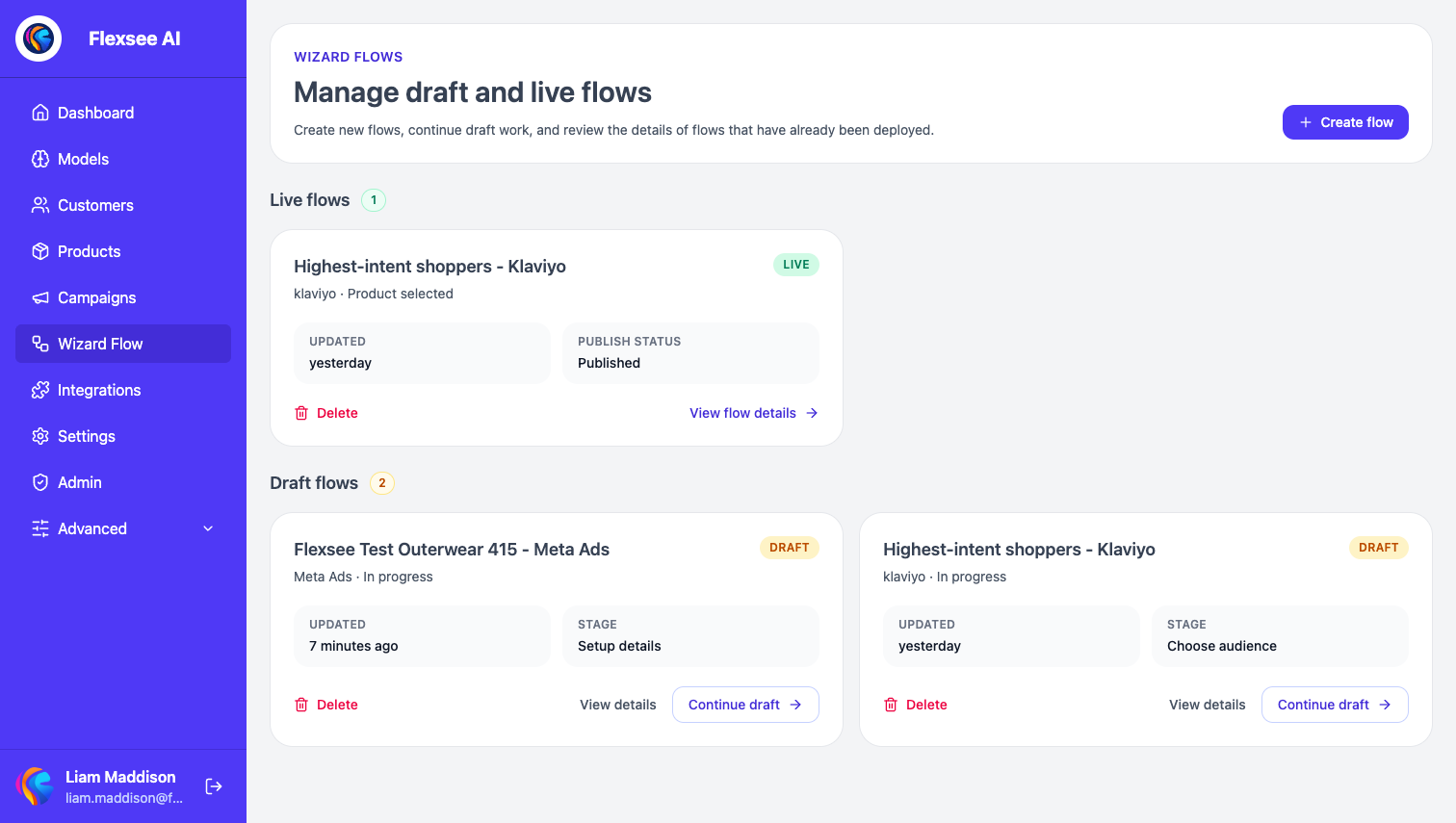 Flexsee Wizard Flow – campaign flows